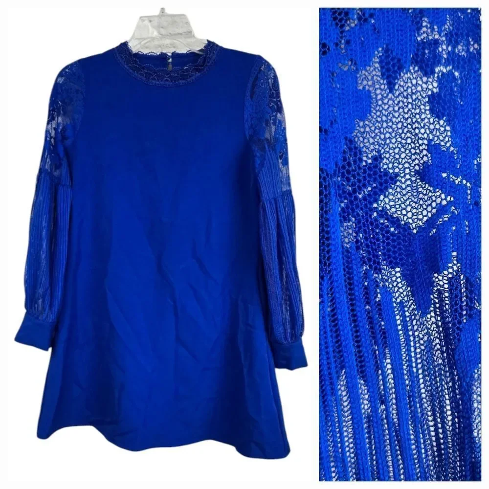 GB Girls Dress Royal Blue Puffy Sheer Lace Sleeve Elegant Semi-Formal Cruise